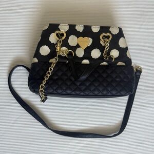 Betsey Johnson Black and White Quilted Crossbody Bag